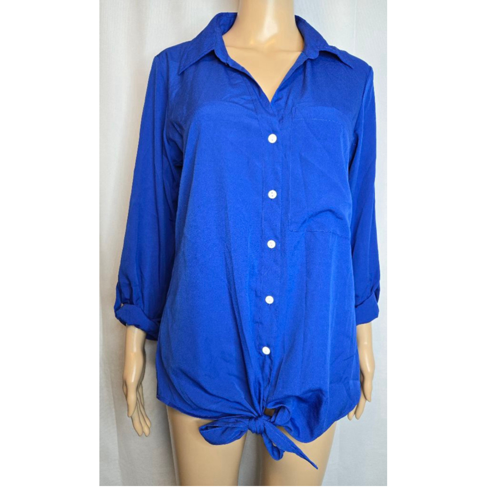 Paper Moon | Blouse | Long Sleeve | Women | Royal Blue | Size Large